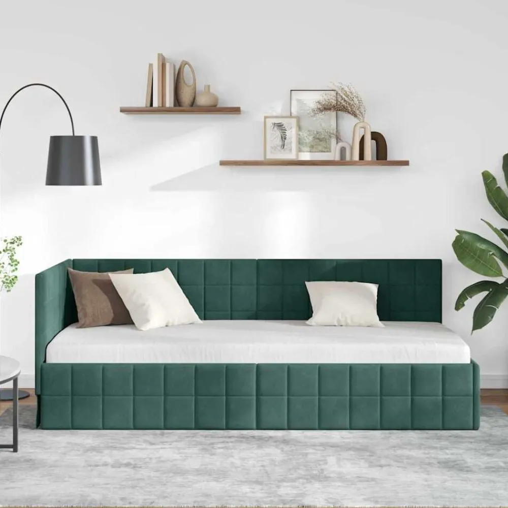 Hoekbedframe met hoofdeinde 80 cm x 200 cm Fluweel>vidaXL