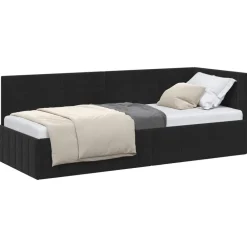 Bedden & Accessoires*vidaXL Hoekbedframe met hoofdeinde 80 cm x 200 cm Fluweel Zwart