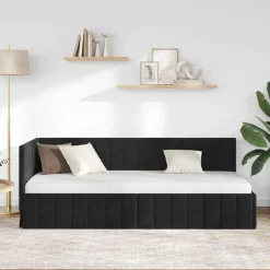 Bedden & Accessoires*vidaXL Hoekbedframe met hoofdeinde 80 cm x 200 cm Fluweel Zwart