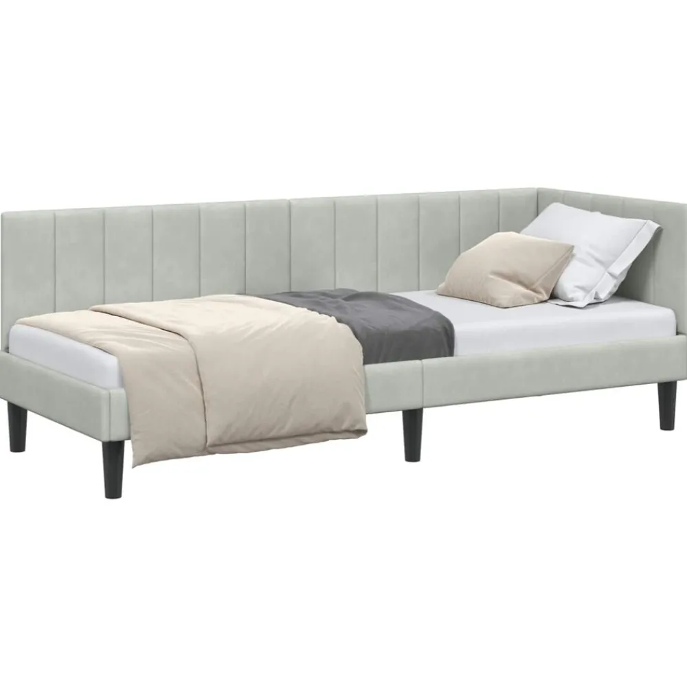 Bedden & Accessoires*vidaXL Hoekbedframe met hoofdeinde 80 cm x 200 cm Fluweel Lichtgrijs