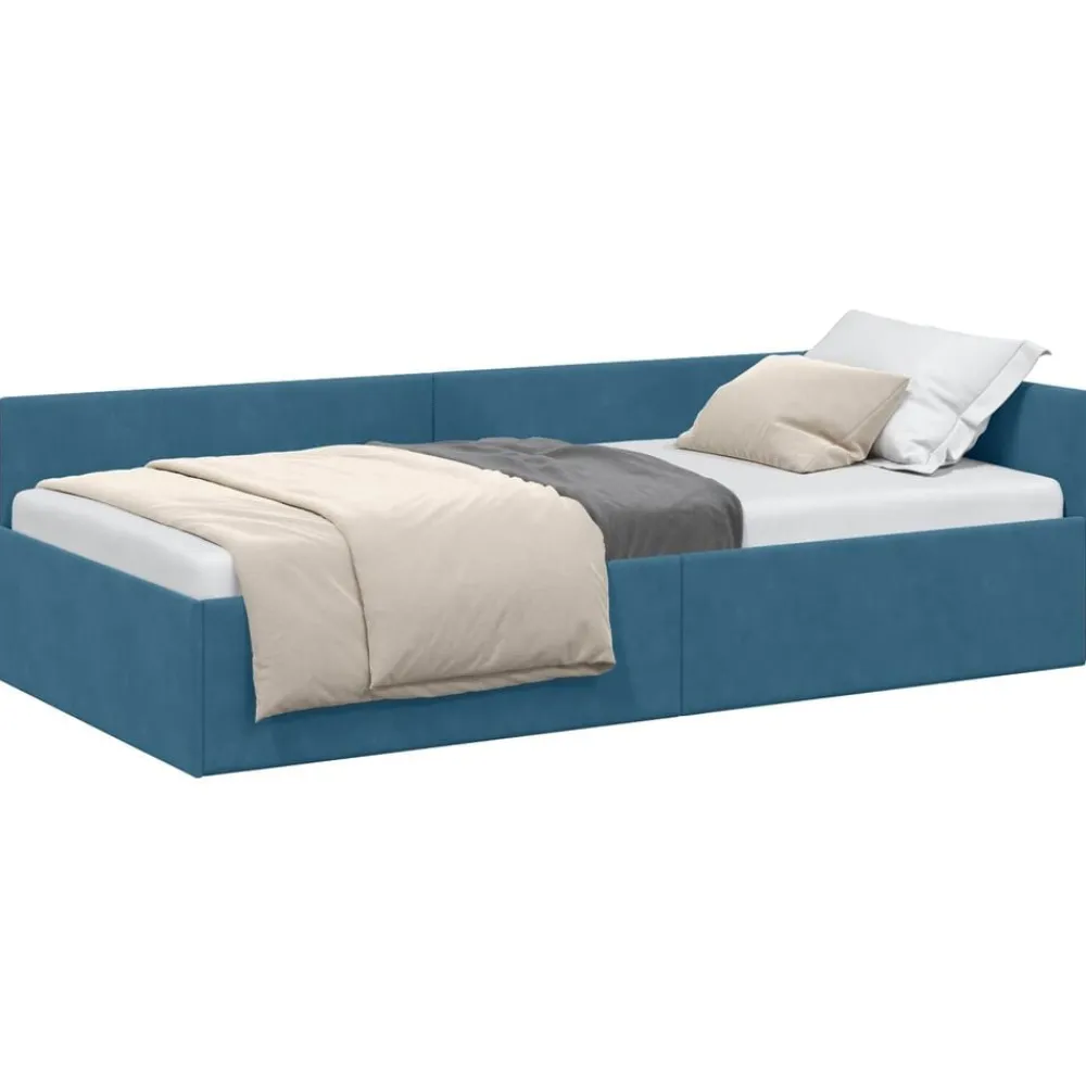 Bedden & Accessoires*vidaXL Hoekbedframe met hoofdeinde 80 cm x 200 cm Fluweel Blauw
