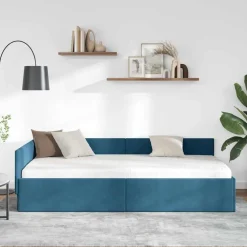 Bedden & Accessoires*vidaXL Hoekbedframe met hoofdeinde 80 cm x 200 cm Fluweel Blauw