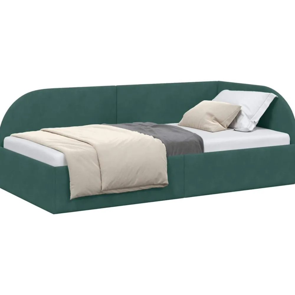 Bedden & Accessoires*vidaXL Hoekbedframe met hoofdeinde 80 cm x 200 cm Fluweel Donkergroen