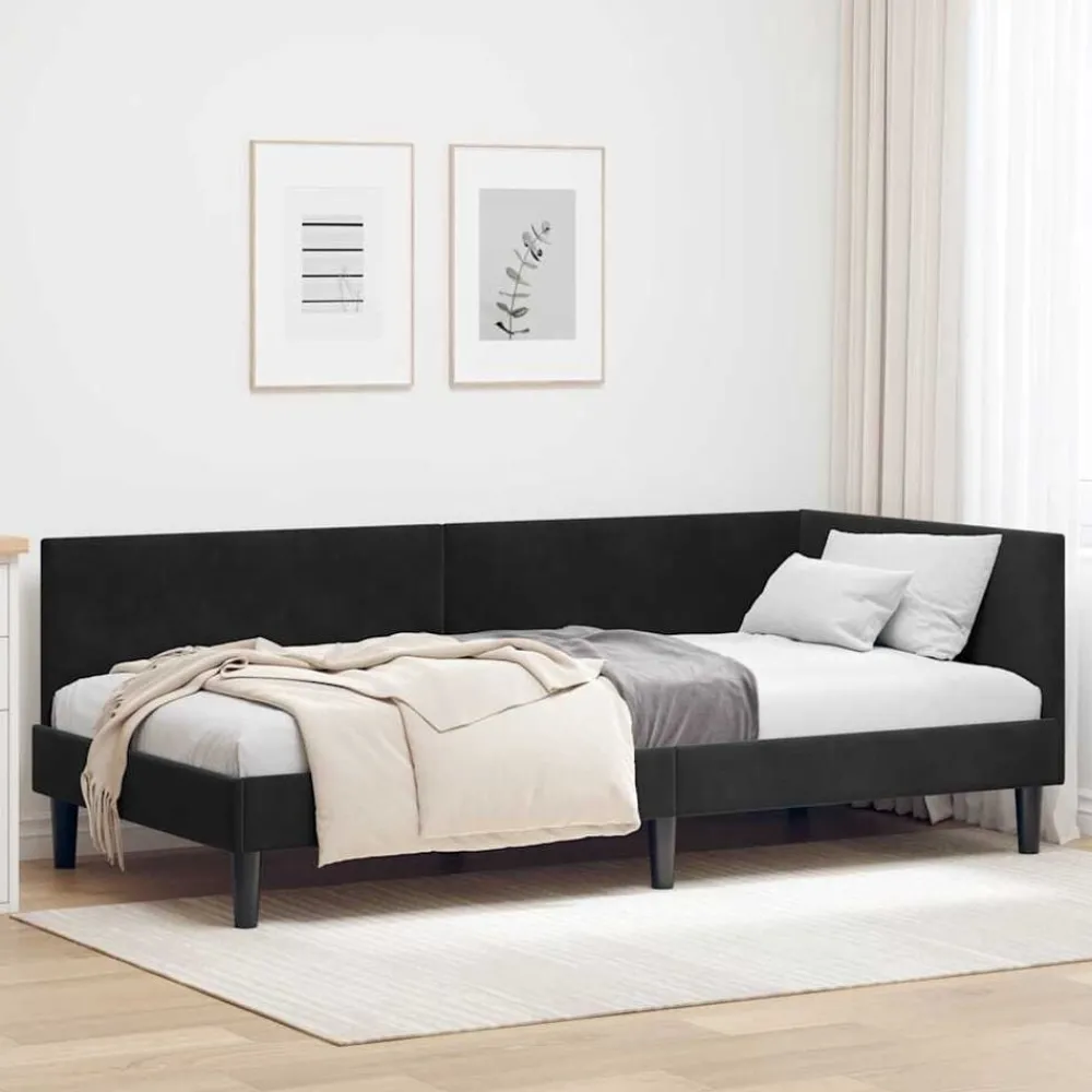 Hoekbedframe met hoofdeinde 80 cm x 200 cm Fluweel>vidaXL Hot