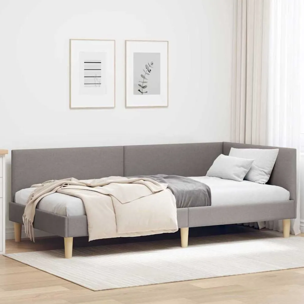 Hoekbedframe 80 cm x 200 cm Stof en multiplex>vidaXL Hot