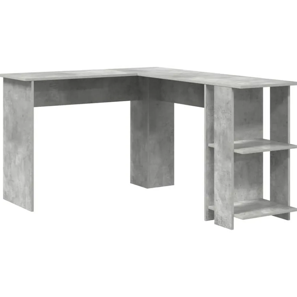 Kantoormeubelen*vidaXL Hoekbureau Beton Grijs 140 x 113,5 x 75 cm Bewerkt hout Betongrijs