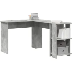 Kantoormeubelen*vidaXL Hoekbureau Beton Grijs 140 x 113,5 x 75 cm Bewerkt hout Betongrijs