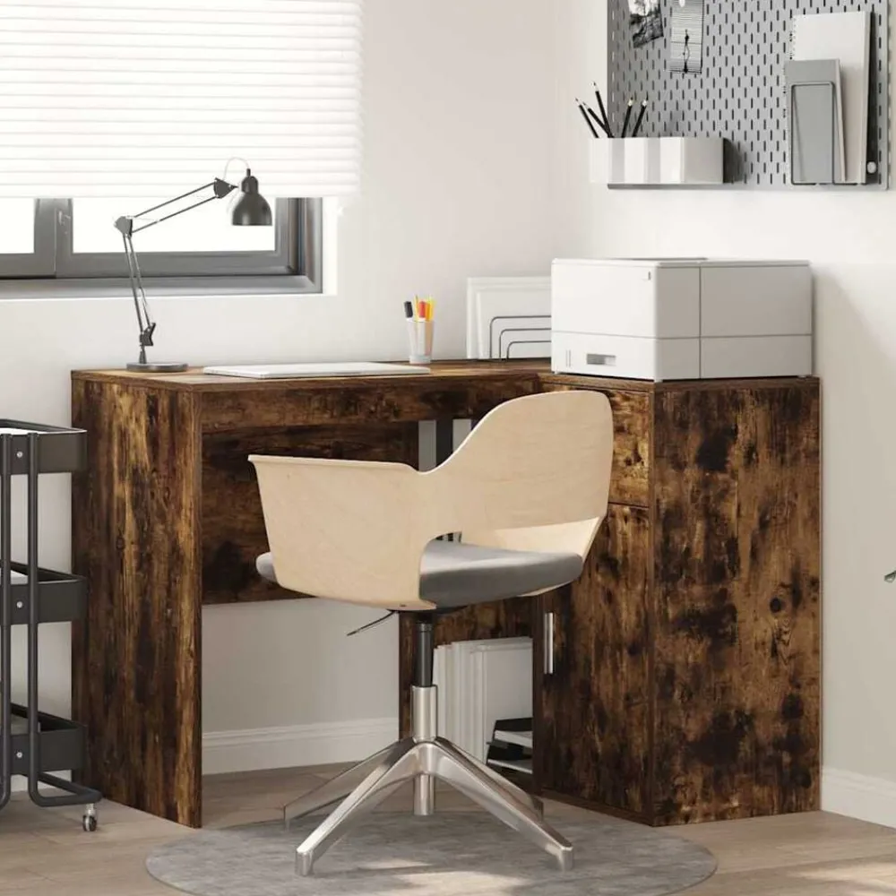 Kantoormeubelen*vidaXL Hoekbureau met lade 102 x 88 x 75 cm Gerookt eiken