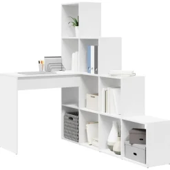 Hoekbureau met plank 101,5 x 149,5 x 149,5 cm Bewerkt hout><noscript><img width=