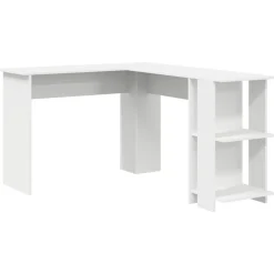 Kantoormeubelen*vidaXL Hoekbureau met plank 140 x 113,5 x 75 cm Bewerkt hout Wit