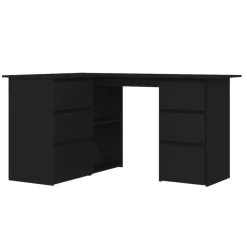 Kantoormeubelen*vidaXL Hoekbureau 145x100x76 cm bewerkt hout Zwart