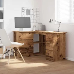 Kantoormeubelen*vidaXL Hoekbureau 145x100x76 cm bewerkt hout kleurig Oud hout