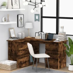 Hoekbureau 145x100x76 cm bewerkt hout kleurig>vidaXL Hot