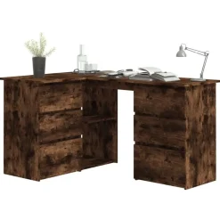 Hoekbureau 145x100x76 cm bewerkt hout kleurig><noscript><img width=