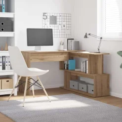 Hoekbureau 200,5x50x76 cm bewerkt hout artisanaal eikenkleur>vidaXL Hot