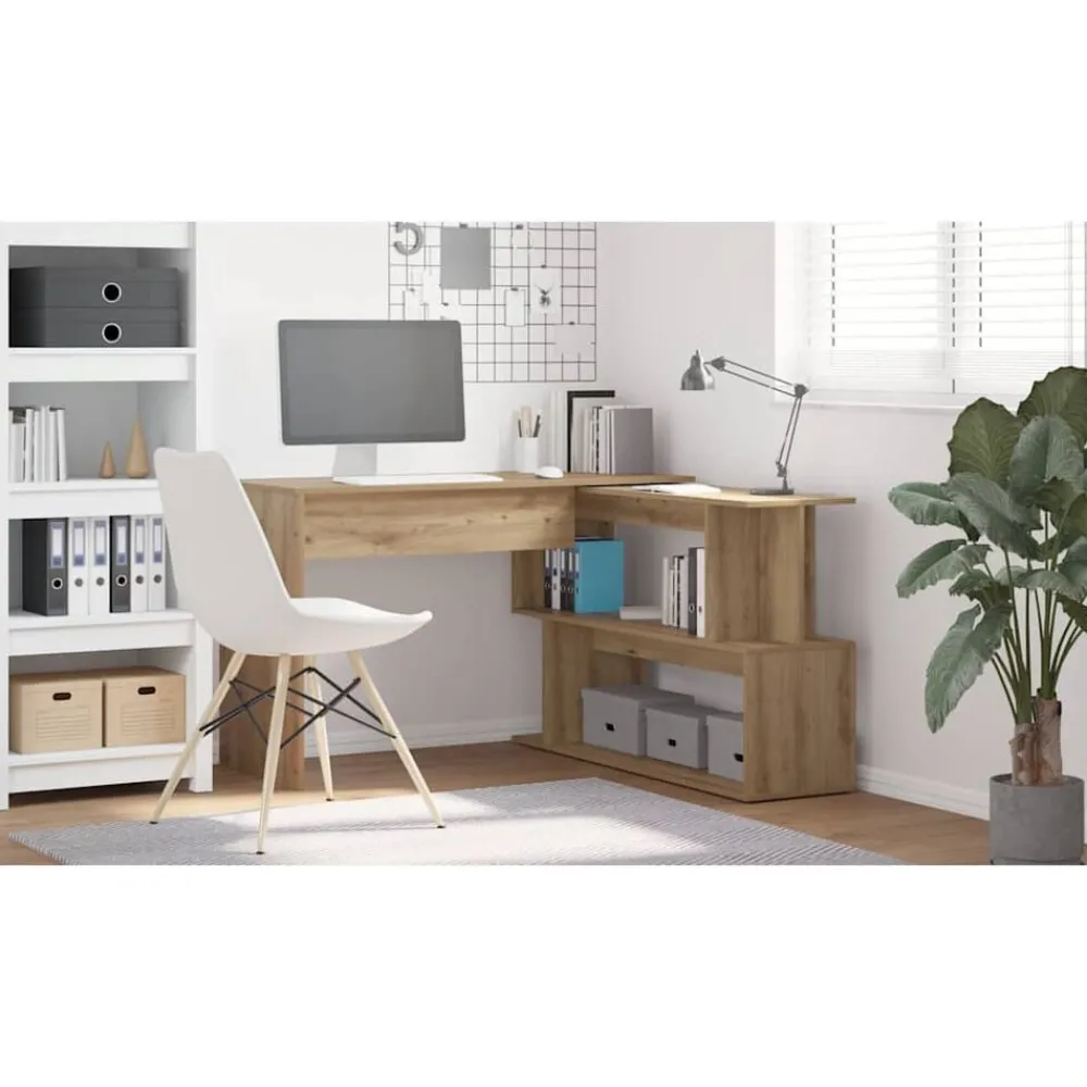 Hoekbureau 200,5x50x76 cm bewerkt hout artisanaal eikenkleur>vidaXL Hot