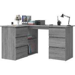 Kantoormeubelen*vidaXL Hoekbureau 145x100x76 cm bewerkt hout eikenkleurig Grijs sonoma