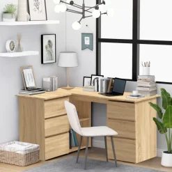 Kantoormeubelen*vidaXL Hoekbureau 145x100x76 cm bewerkt hout kleurig Sonoma eiken