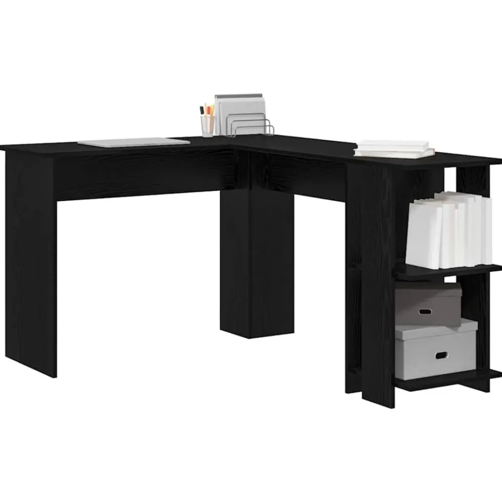 Kantoormeubelen*vidaXL Hoekbureau 140 x 113,5 x 75 cm Bewerkt hout Zwart eiken