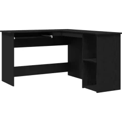 Kantoormeubelen*vidaXL Hoekbureau 120 x 140 x 75 cm Bewerkt hout Zwart eiken