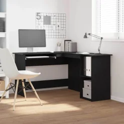 Kantoormeubelen*vidaXL Hoekbureau 120 x 140 x 75 cm Bewerkt hout Zwart eiken