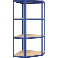 Industriële Opslag*vidaXL Hoekrek 4-laags staal en bewerkt hout Blauw