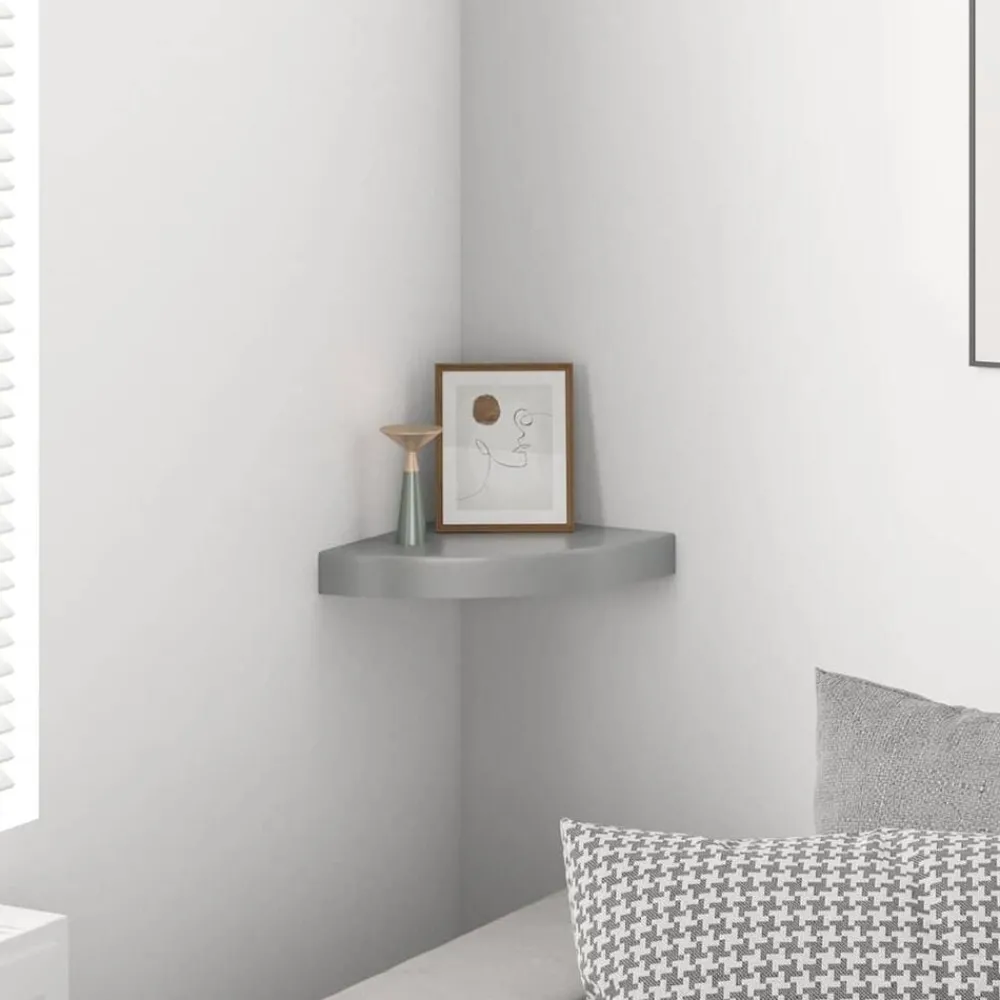 Boekenkasten & Wandplanken*vidaXL Hoekschap zwevend 25x25x3,8 cm MDF Hoogglans grijs