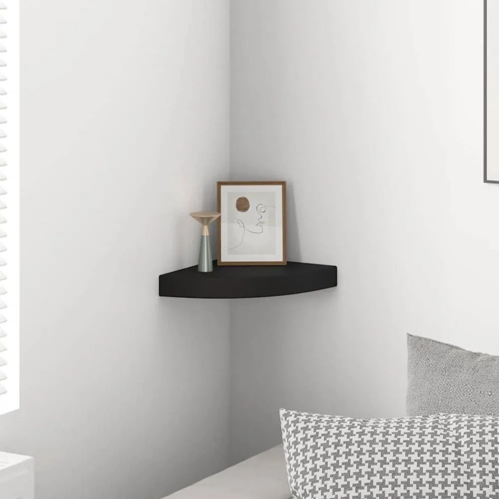 Boekenkasten & Wandplanken*vidaXL Hoekschap zwevend 25x25x3,8 cm MDF Zwart