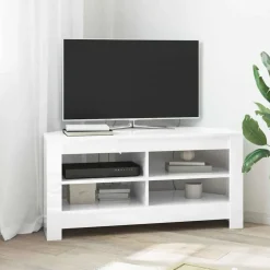Tv-Meubels*vidaXL HoekTVKast 102 x 40,5 x 45 cm Bewerkt hout Hoogglans wit