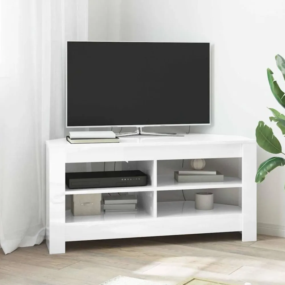 Tv-Meubels*vidaXL HoekTVKast 102 x 40,5 x 45 cm Bewerkt hout Hoogglans wit