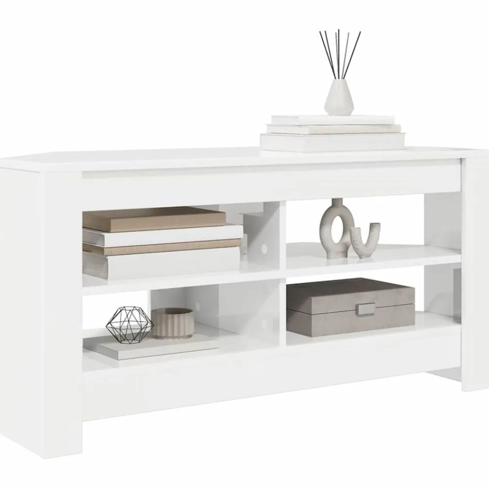 Tv-Meubels*vidaXL HoekTVKast 102 x 40,5 x 45 cm Bewerkt hout Hoogglans wit