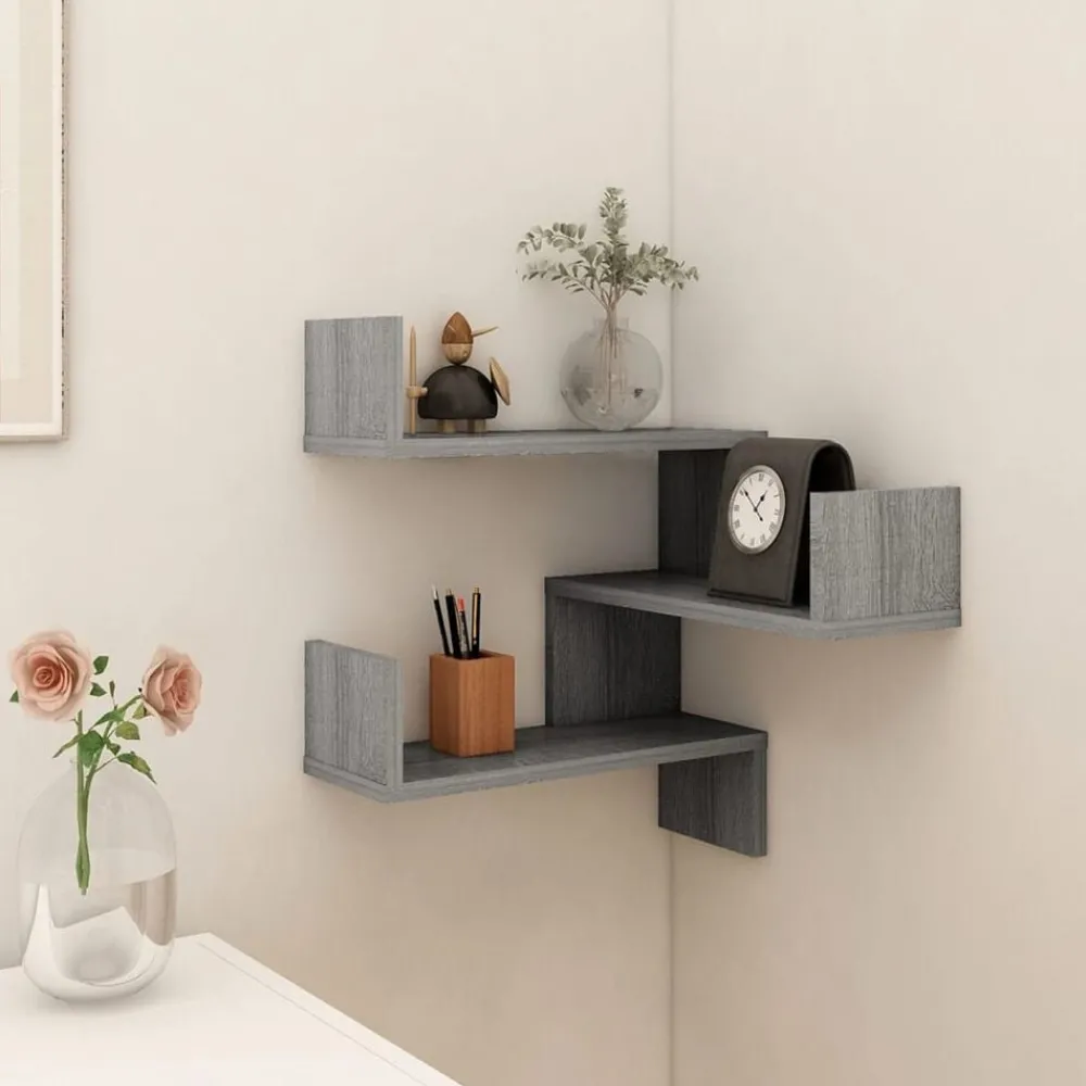 Boekenkasten & Wandplanken*vidaXL Hoekwandschap 40x40x50 cm bewerkt hout eikenkleur Grijs sonoma