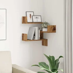 Hoekwandschap 40x40x49,5 cm bewerkt hout out houtkleurig><noscript><img width=