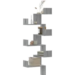 Boekenkasten & Wandplanken*vidaXL Hoekwandschap 45x45x147 cm bewerkt hout eikenkleur Grijs sonoma