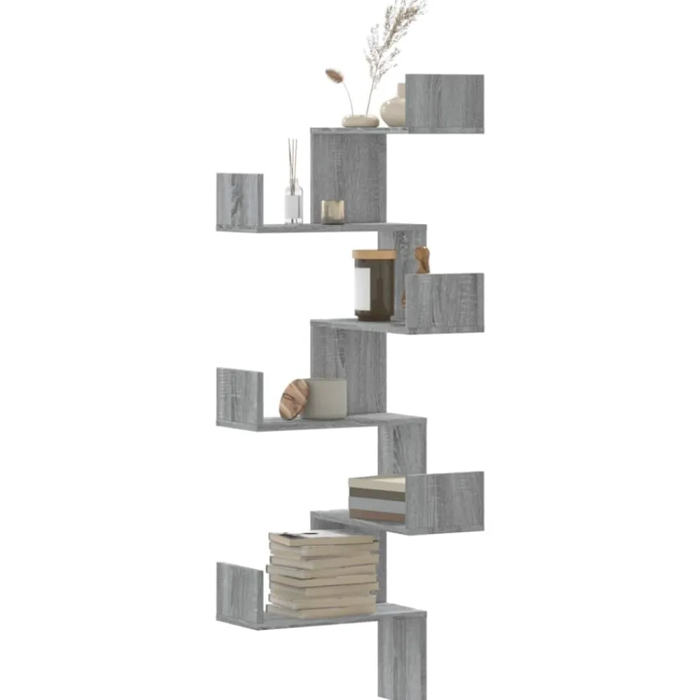 Boekenkasten & Wandplanken*vidaXL Hoekwandschap 45x45x147 cm bewerkt hout eikenkleur Grijs sonoma