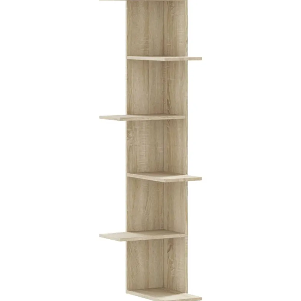 Hoekwandschap 36,5x36,5x140 cm bewerkt hout kleurig>vidaXL Outlet