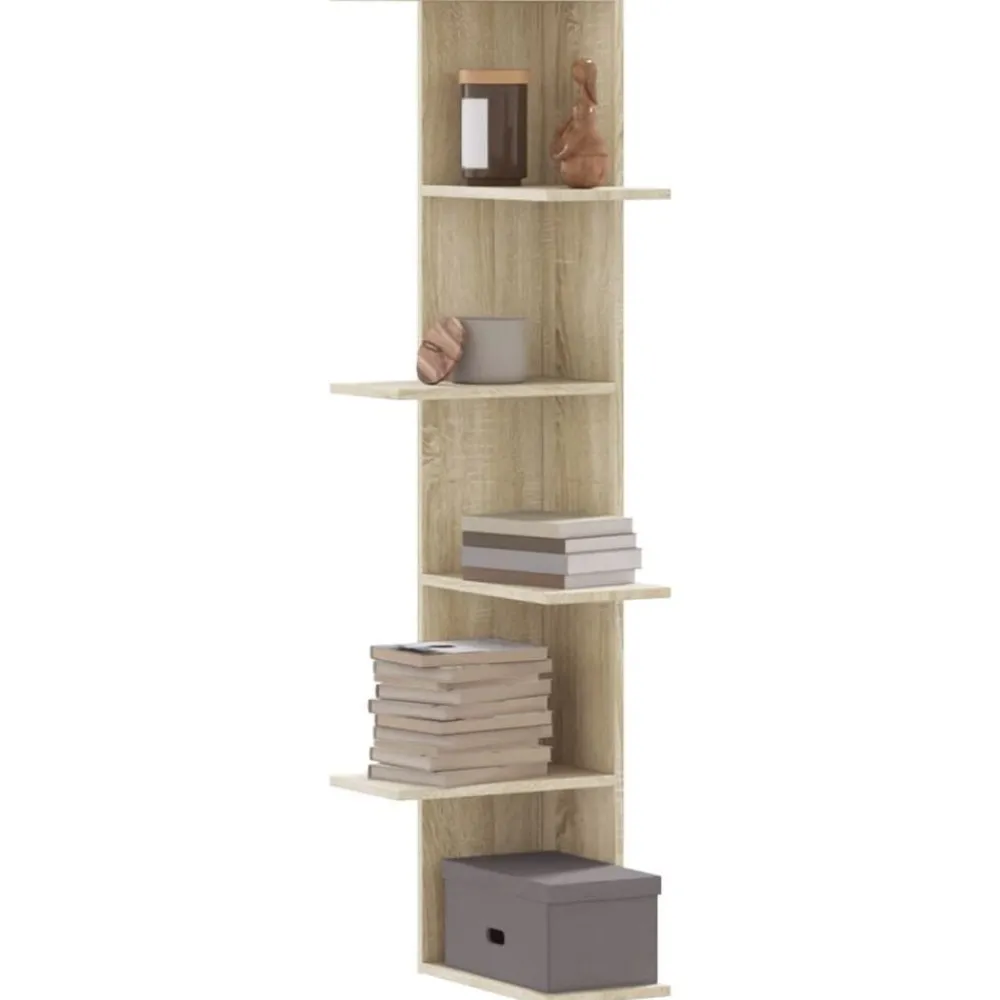 Hoekwandschap 36,5x36,5x140 cm bewerkt hout kleurig>vidaXL Outlet