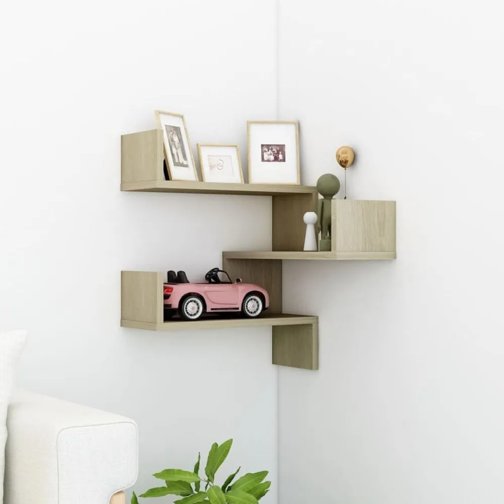 Boekenkasten & Wandplanken*vidaXL Hoekwandschap 40x40x50 cm bewerkt hout kleurig Sonoma eiken