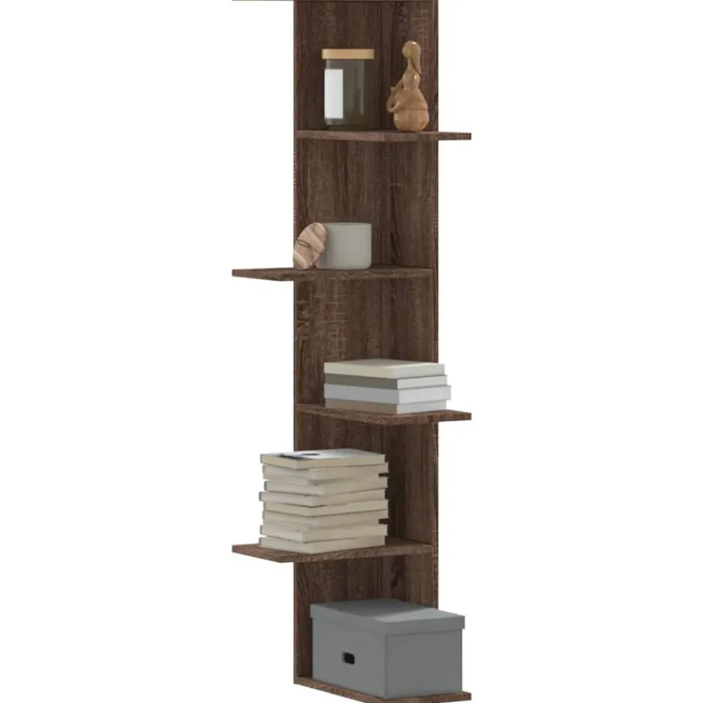 Boekenkasten & Wandplanken*vidaXL Hoekwandschap 36,5x36,5x140 cm bewerkt hout ig bruin eikenkleur