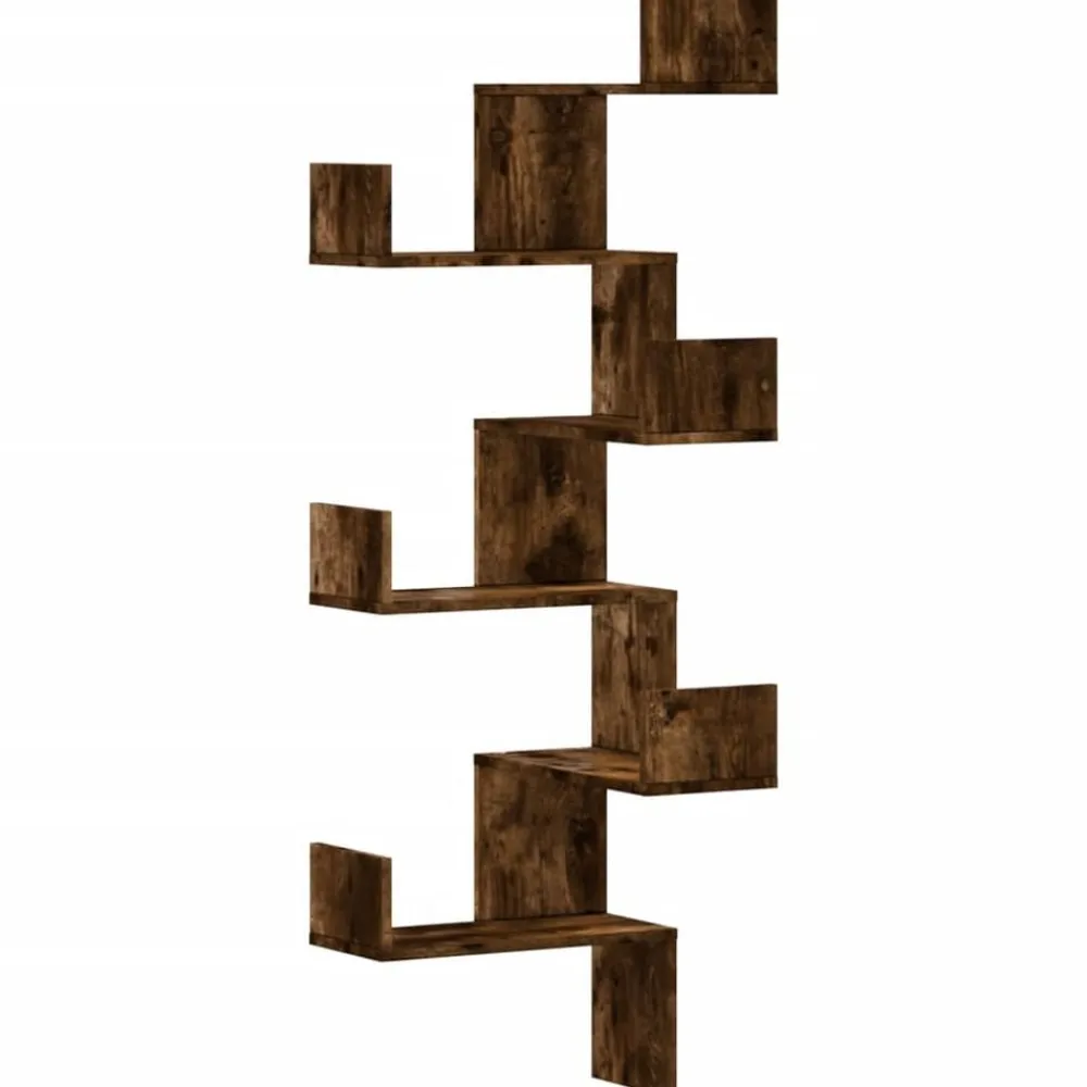 Boekenkasten & Wandplanken*vidaXL Hoekwandschap 45x45x147 cm bewerkt hout kleurig Gerookt eiken