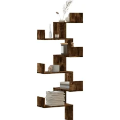 Boekenkasten & Wandplanken*vidaXL Hoekwandschap 45x45x147 cm bewerkt hout kleurig Gerookt eiken