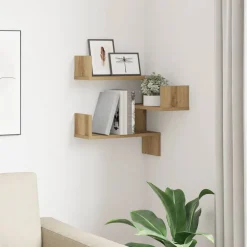 Boekenkasten & Wandplanken*vidaXL Hoekwandschap 40x40x49,5 cm bewerkt hout artisanaal eiken artisanaal eikenkleurig