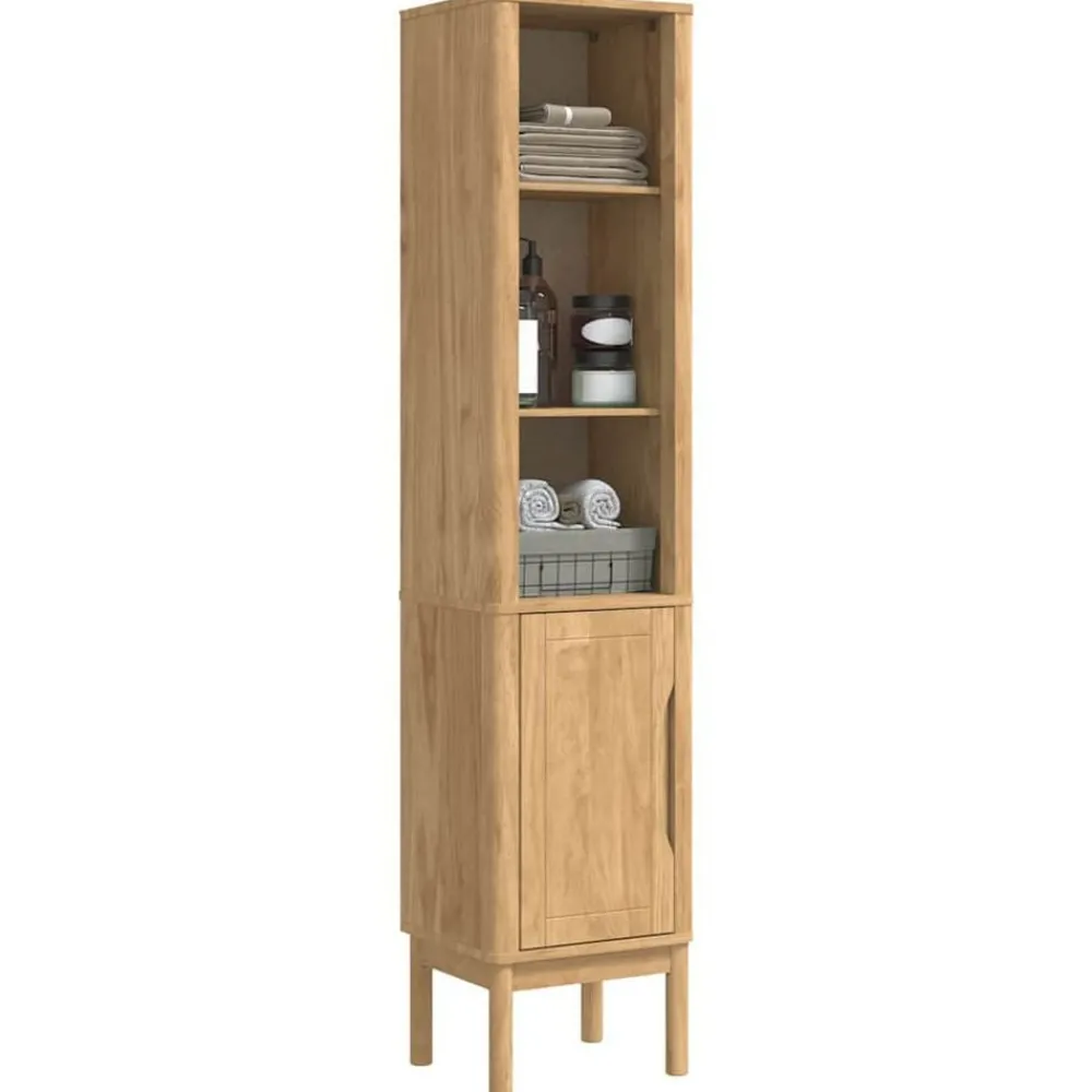 Meubelsets*vidaXL Hoge badkamerkast met plank FLORO 35 x 30 x 160 cm Wasbruin