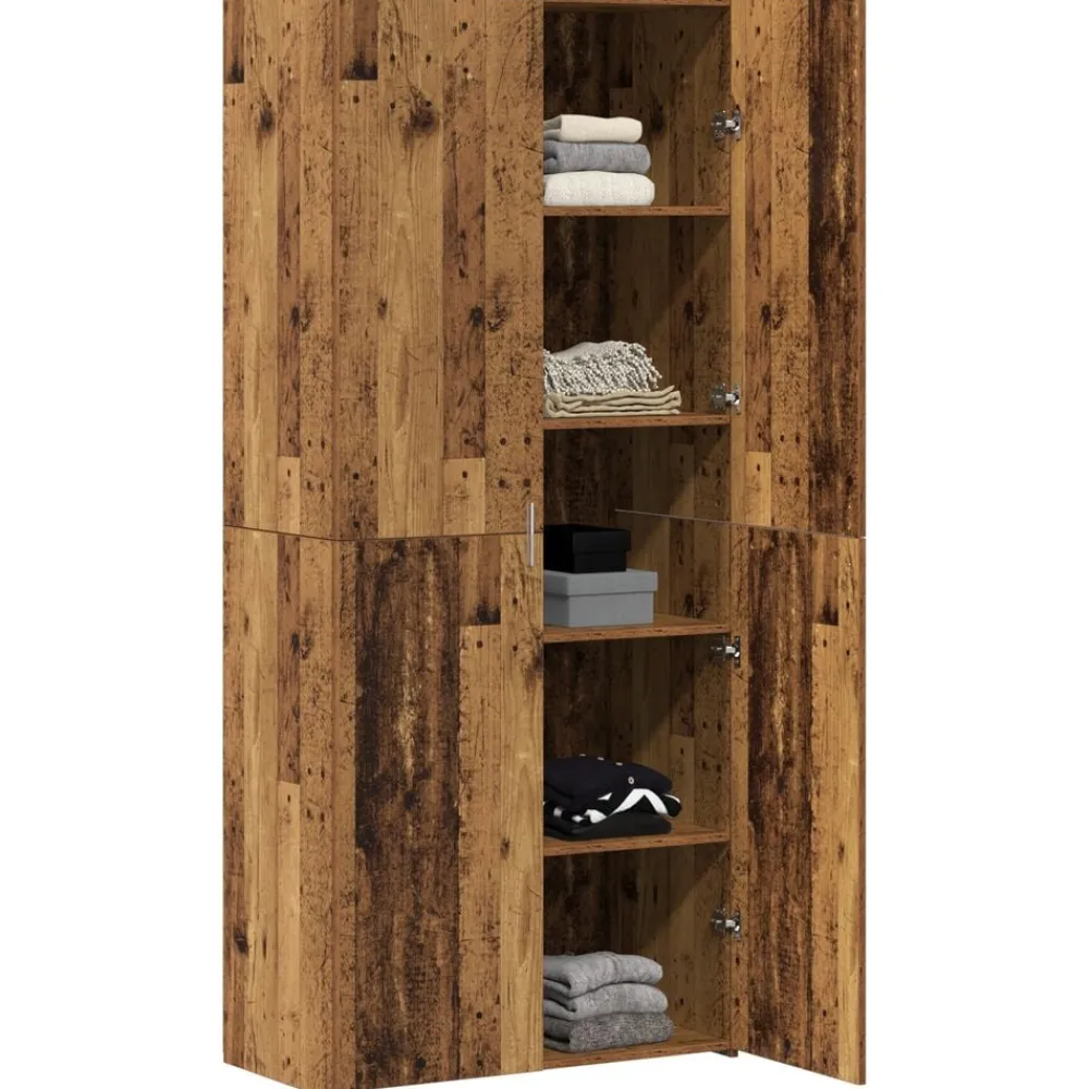 Kasten & Opbergmeubelen*vidaXL Hoge kast 2 pcs Oudhout 80 x 42 x 185 cm Oud hout