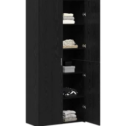 Kasten & Opbergmeubelen*vidaXL Hoge kast 2 pcs 80 x 42 x 185 cm Zwart eiken
