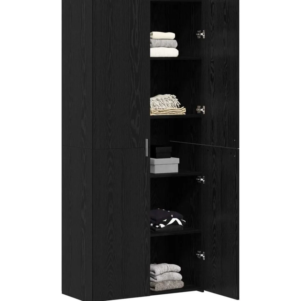 Kasten & Opbergmeubelen*vidaXL Hoge kast 2 pcs 80 x 42 x 185 cm Zwart eiken