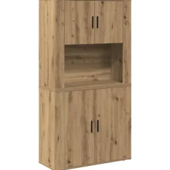 Kasten & Opbergmeubelen*vidaXL Hoge kast Artisan Eiken 80 x 33 x 150 cm Bewerkt hout artisanaal eikenkleurig