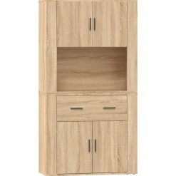 Kasten & Opbergmeubelen*vidaXL Hoge kast bewerkt hout kleurig Sonoma eiken