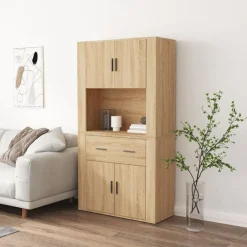 Kasten & Opbergmeubelen*vidaXL Hoge kast bewerkt hout kleurig Sonoma eiken