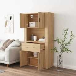 Kasten & Opbergmeubelen*vidaXL Hoge kast bewerkt hout kleurig Sonoma eiken